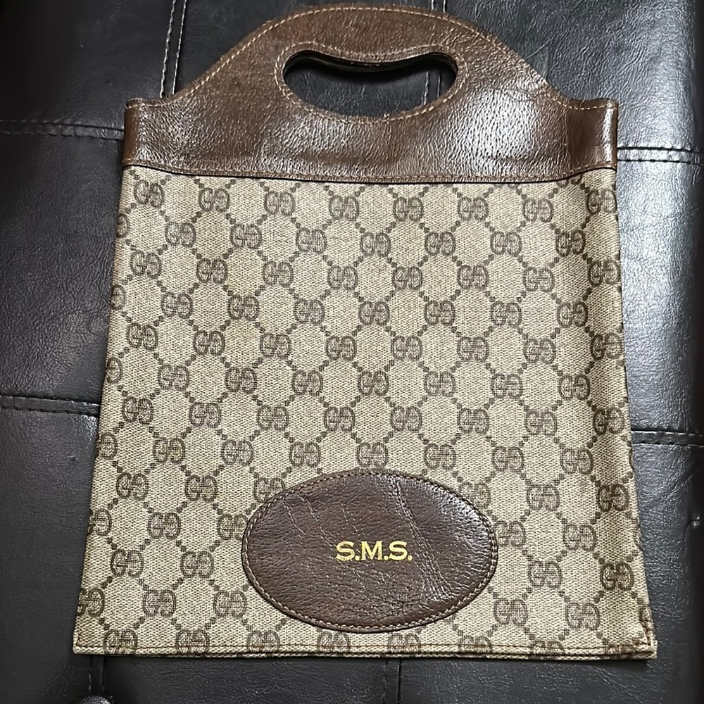Gucci Tan and Brown Monogram Briefcase